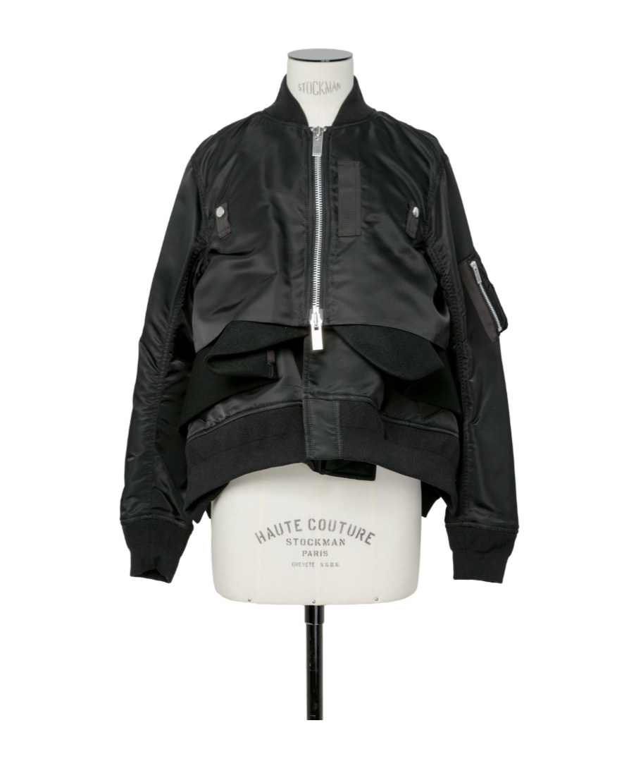 Sacai Blouson Nylon Twill Bomber Jacket In Black