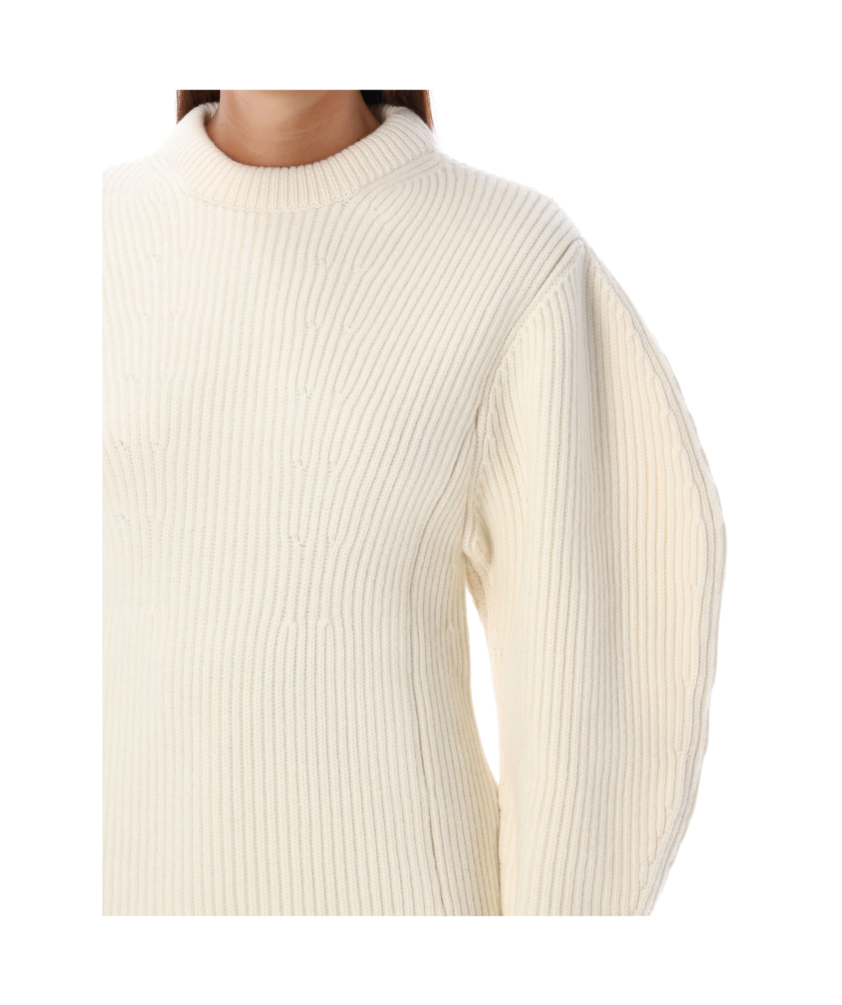 Jil Sander Baloon Sleeve Fisherman Sweater In White