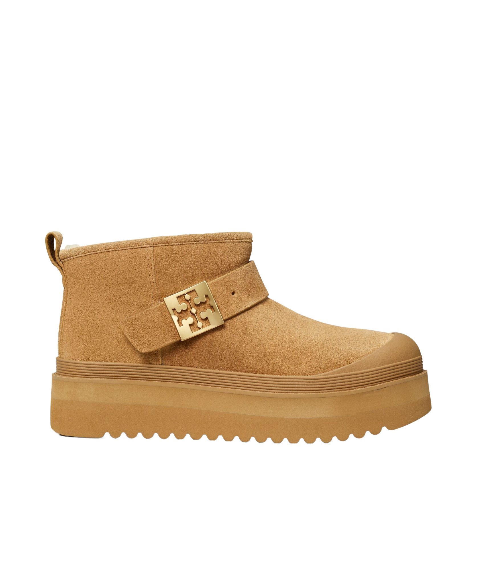 Tory Burch Mellow Genuine Shearling Lined Platform Boot In Brown