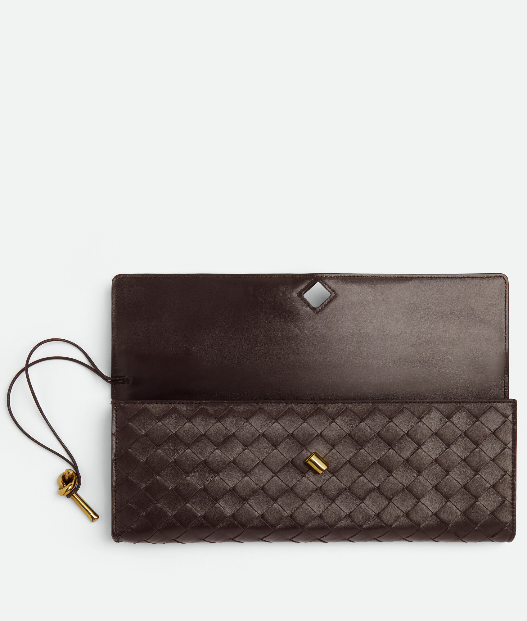 Bottega Veneta Women Leather Andiamo Clutch With Intrecciato Motif In Black