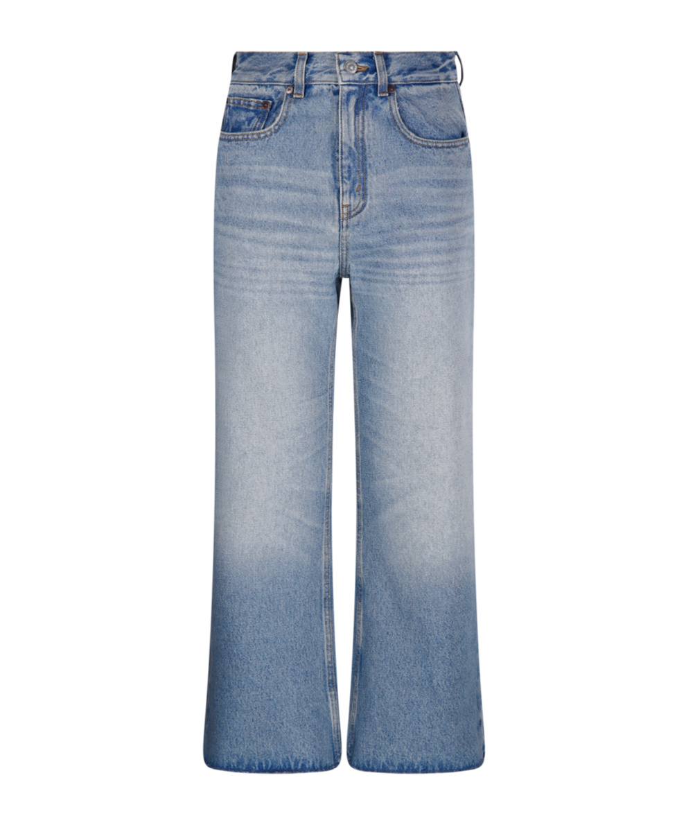 Victoria Beckham Wide Leg Cropped Jeans In Blue