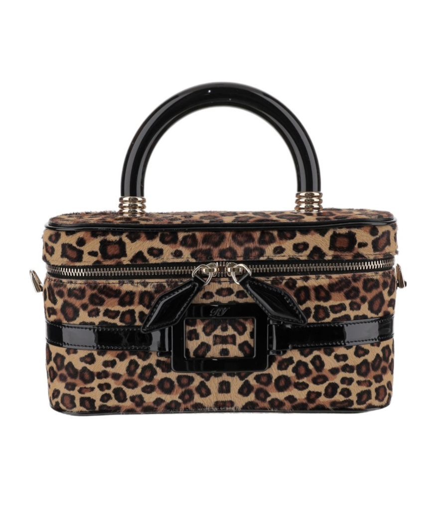 Roger Vivier Mini Top Handle Vanity Handbag In Black