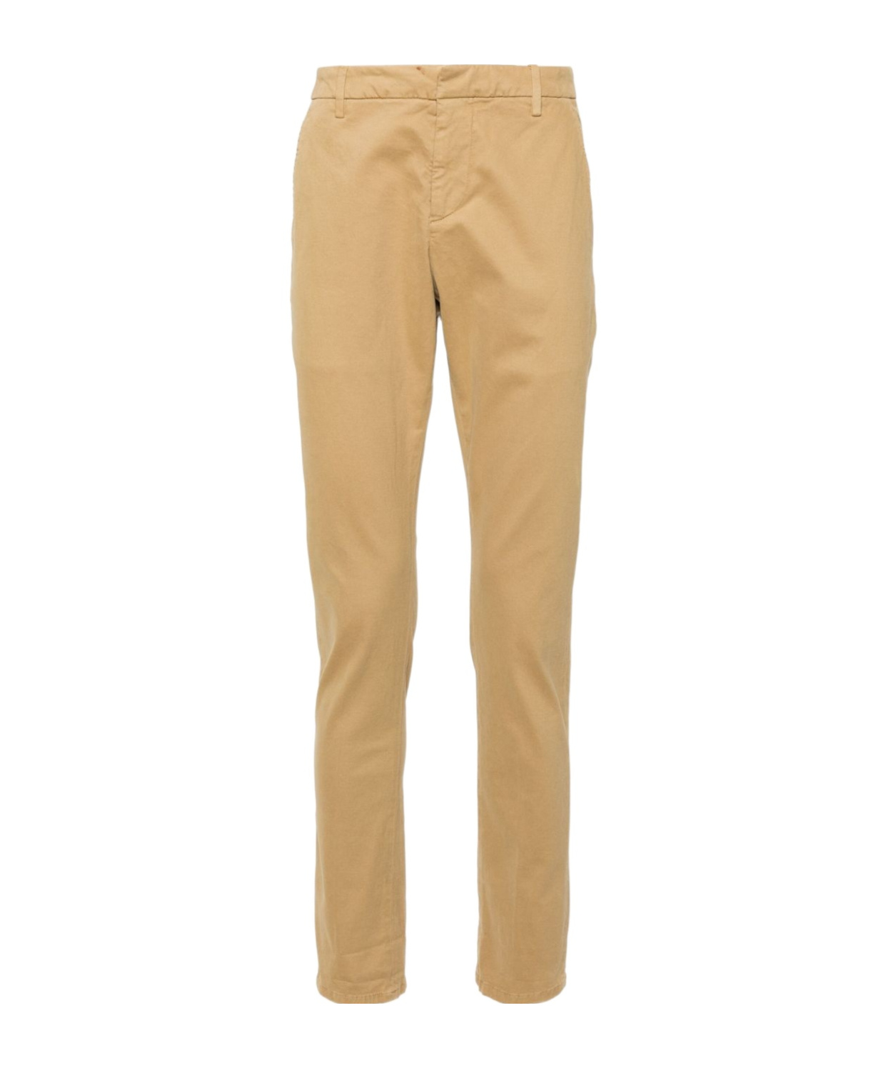Dondup Cotton Chino Trousers With Roll-up Cuffs In Brown
