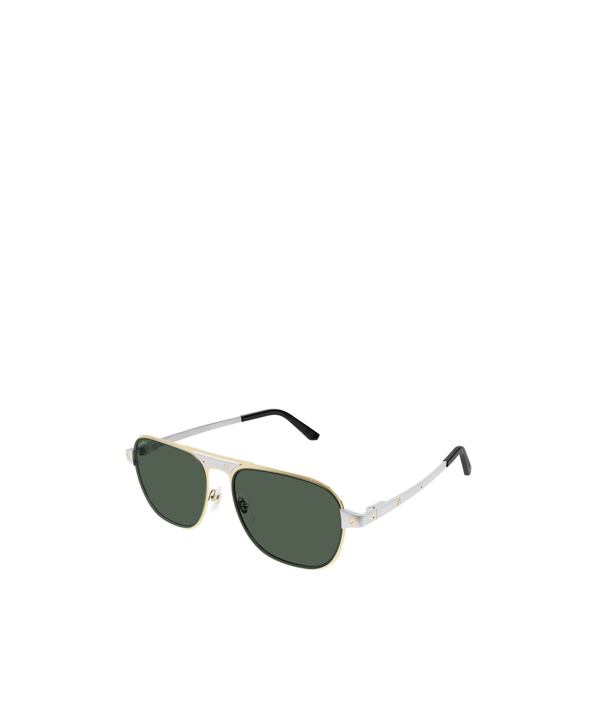 Cartier Santos Brushed Pilot Frame Sunglasses In Green