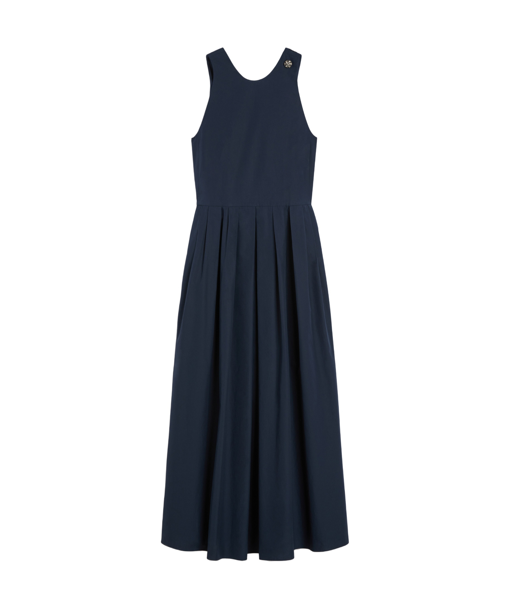 Max Mara Sleeveless Washed Cotton Dress In Blue
