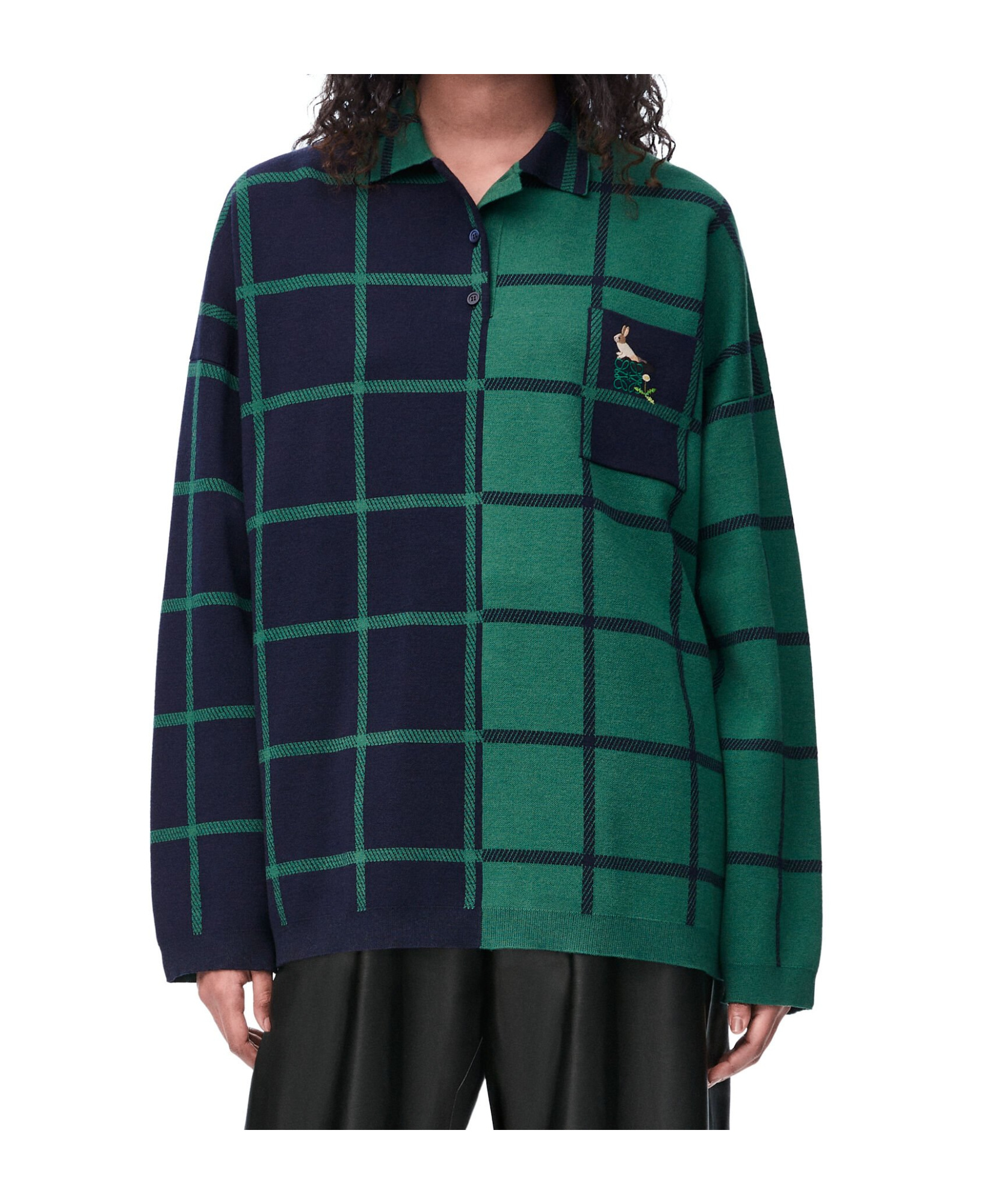 Loewe Long-sleeved Wool Polo Shirt In Black