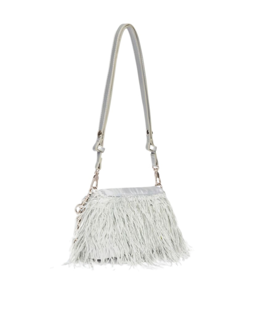 Liu •jo Feather-trimmed Shoulder Bag In White