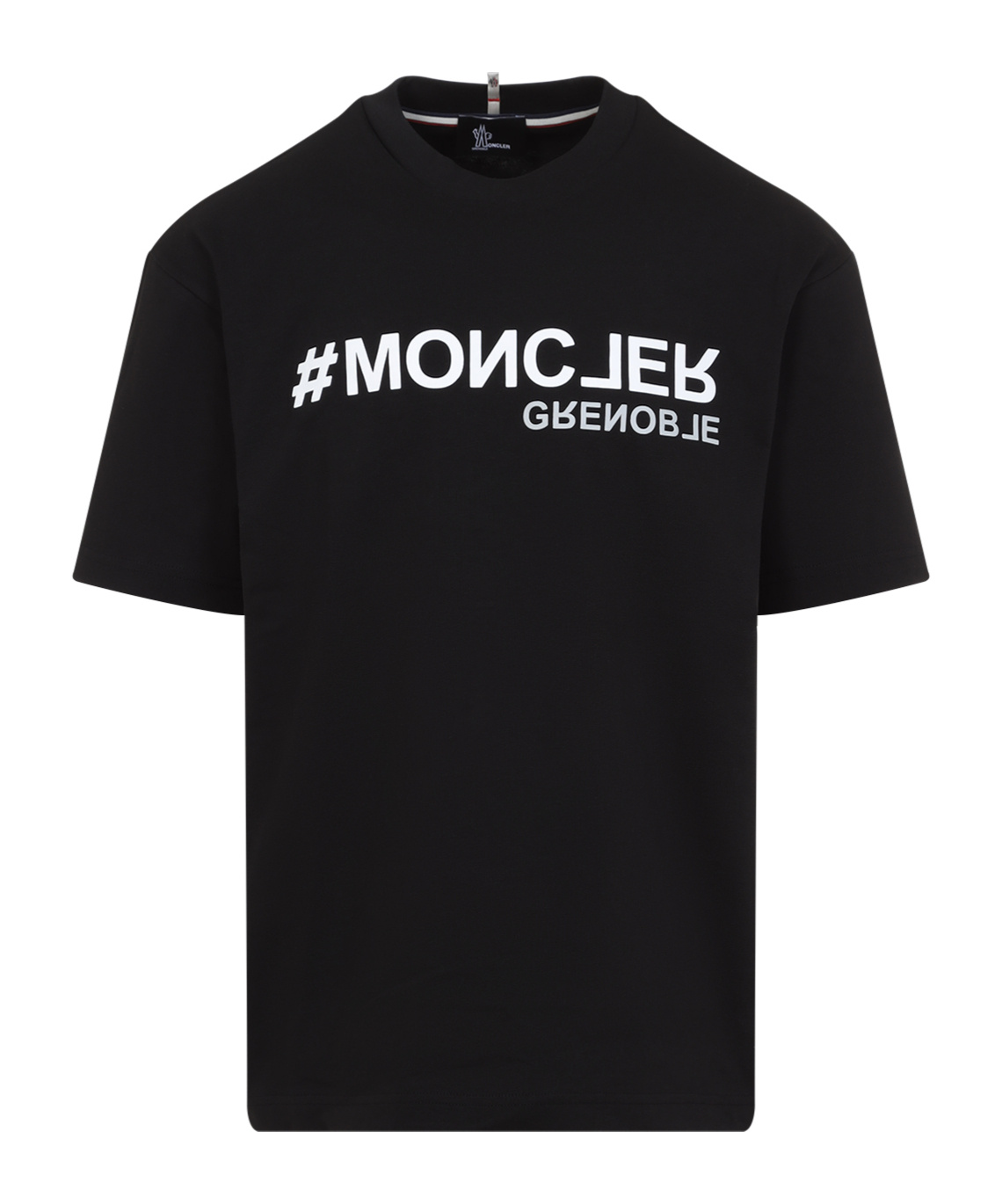 Moncler S Embossed-branding Crew-neck Relaxed-fit Cotton-jersey T-shirt Black In Black