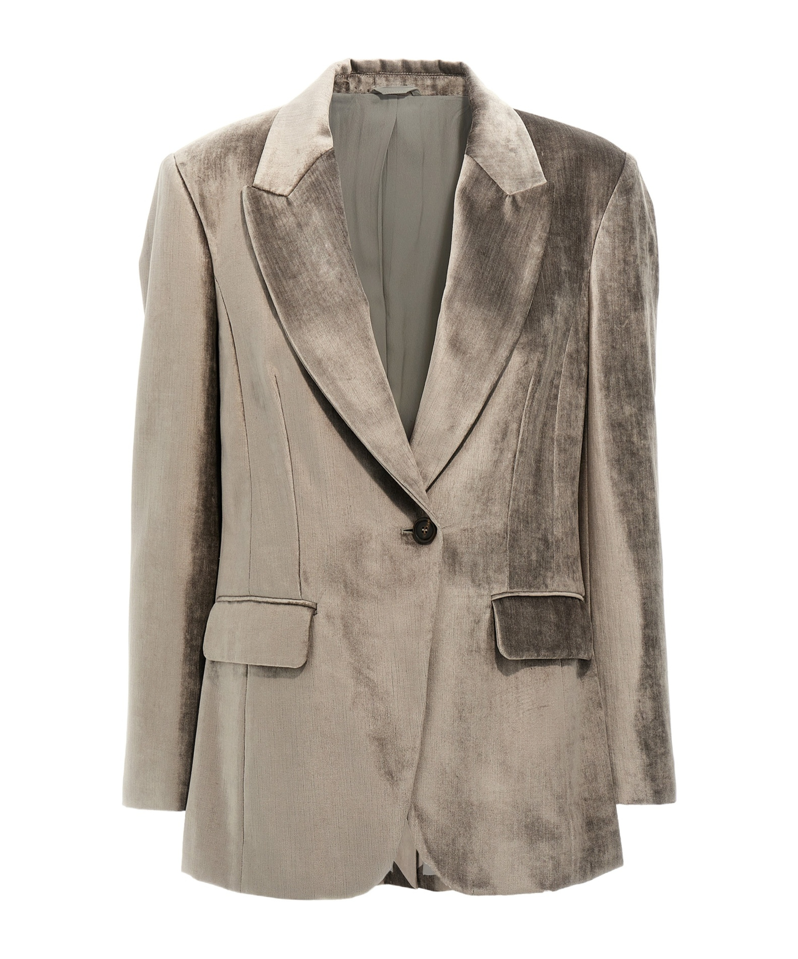 Brunello Cucinelli Single-breasted Chenille Blazer Blazer And Suits Gray In Gray