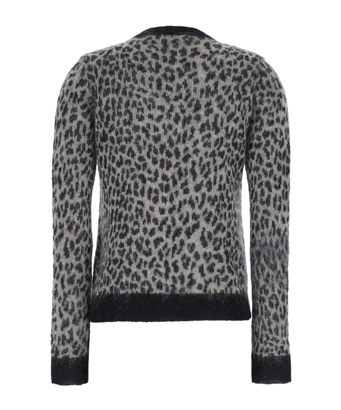Max Mara Abadan Maglia Giro Jacquard Animalier In Black