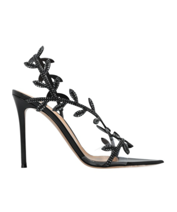 Gianvito Rossi Flavia Crystal-embellished Leather And Pvc Sandals In Black