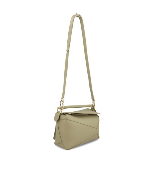 Loewe Small Puzzle Edge Leather Handbag In Nude