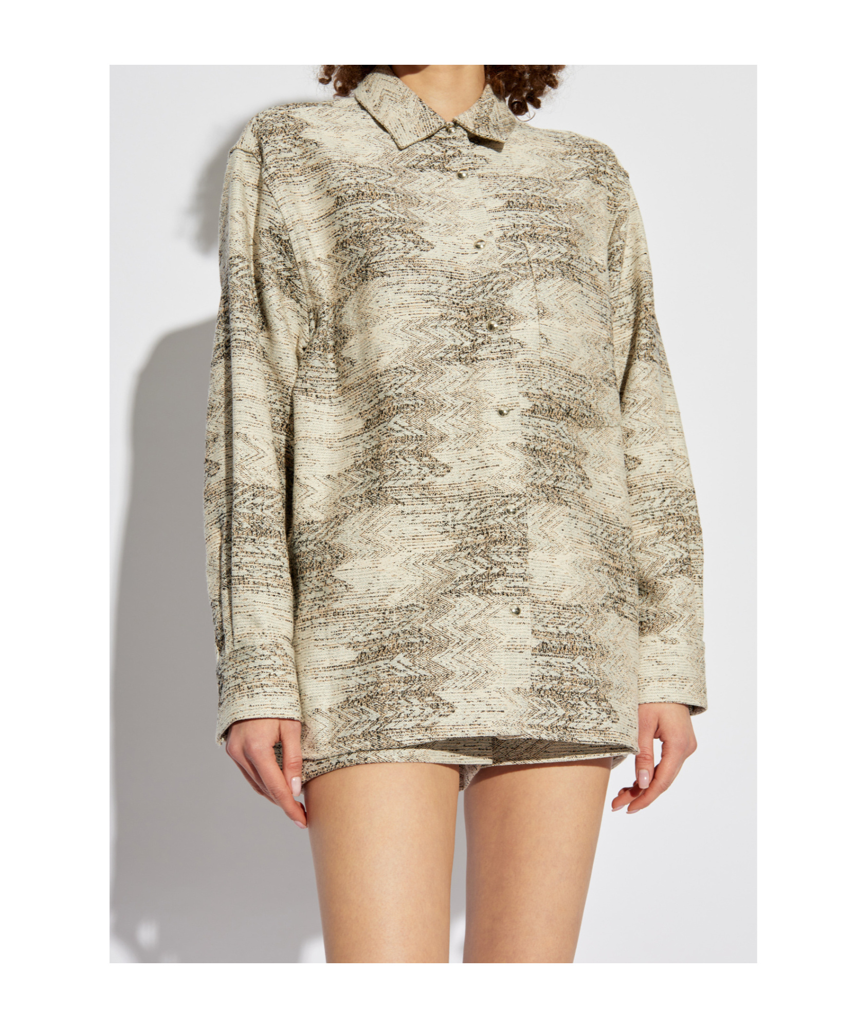 Iro Printed Overshirt In Textured Fabric In Nude