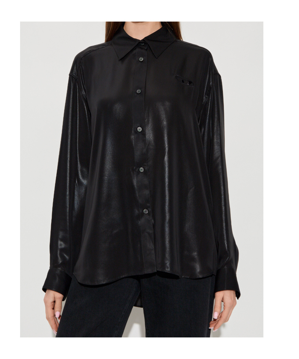 Diesel C-simplier Buttoned Logo Shirt In Black