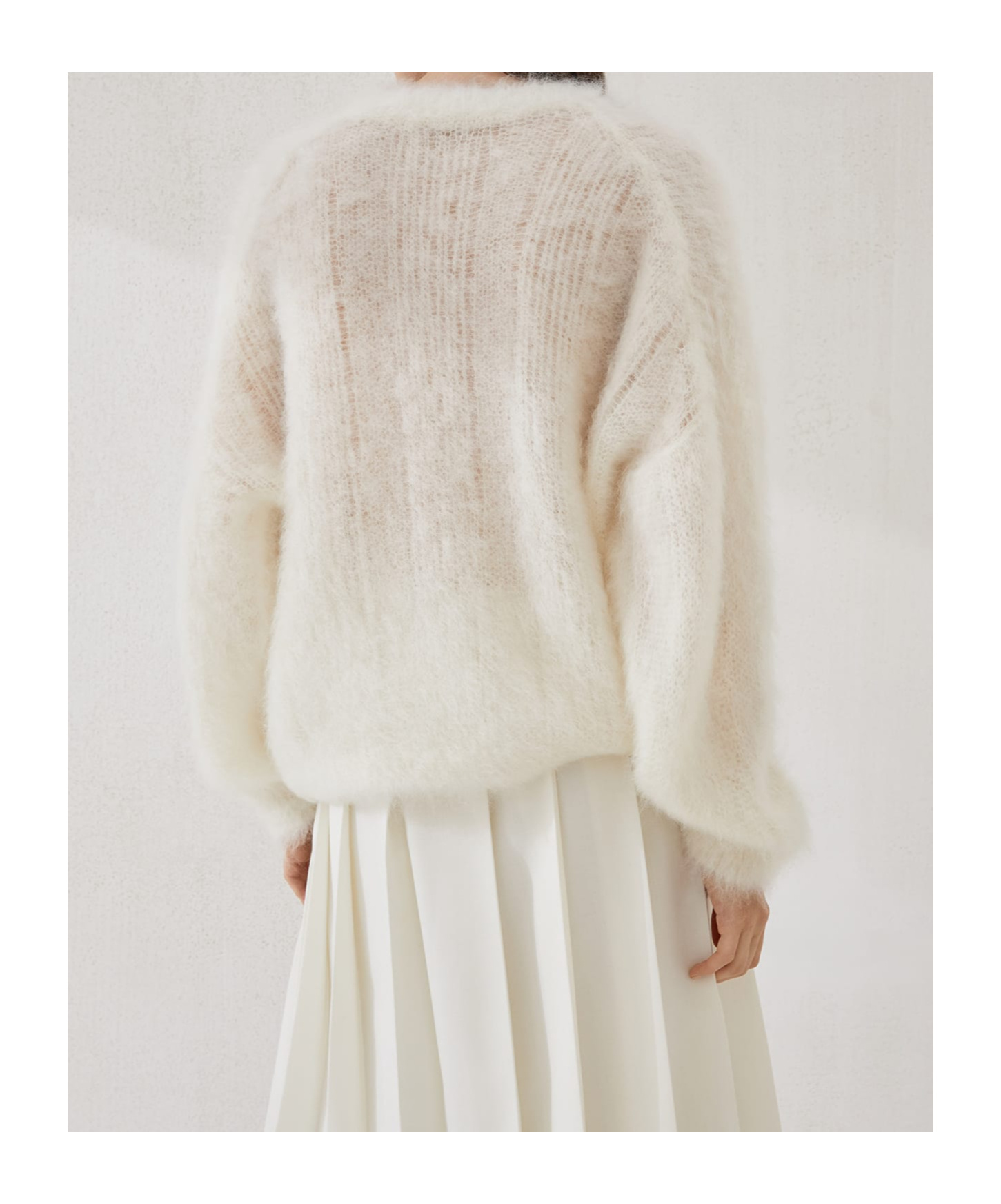 Brunello Cucinelli Mohair-silk Crew Neck Sweater In Neutral