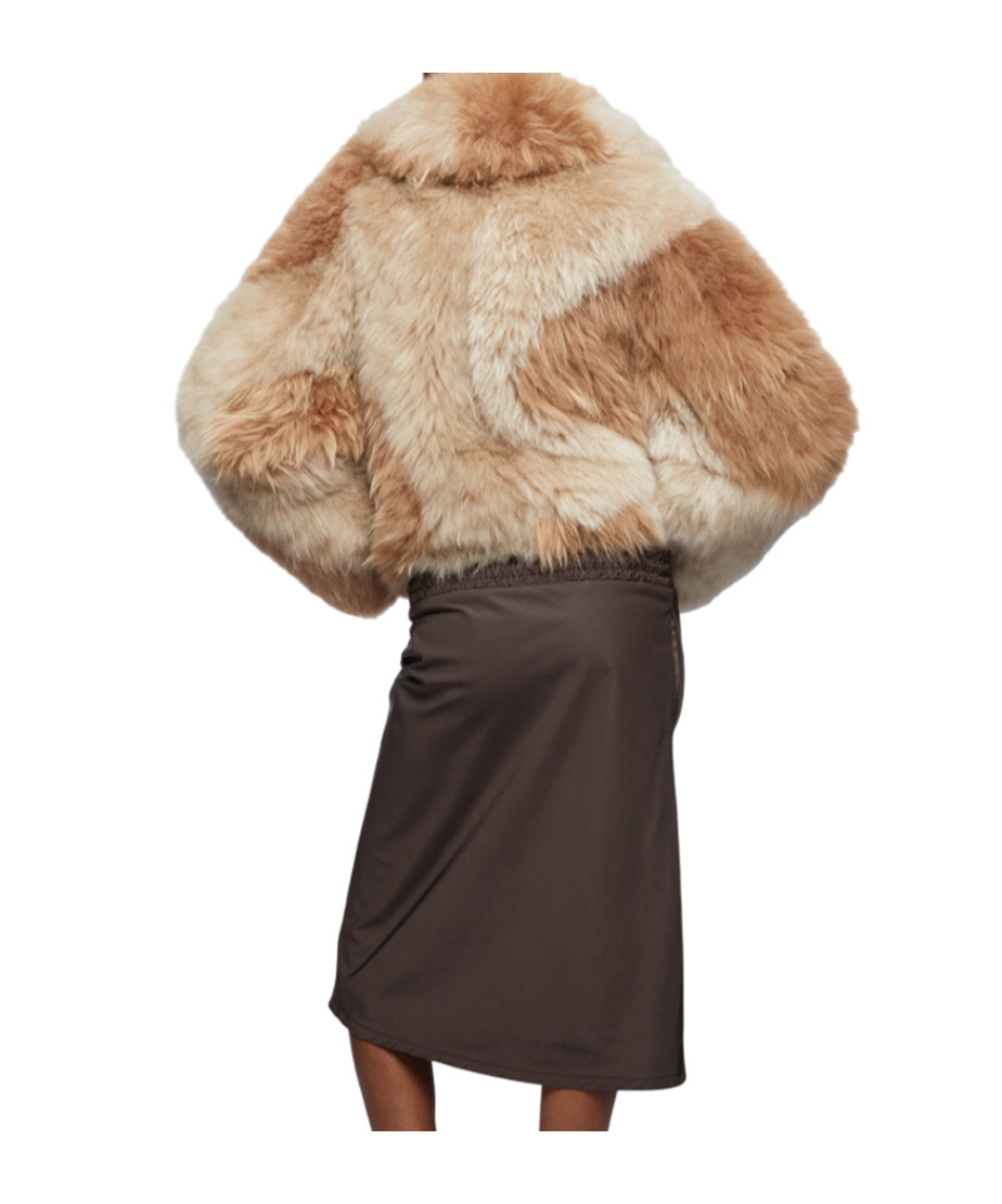 Attico Shearling Bomber Jacket In Nude
