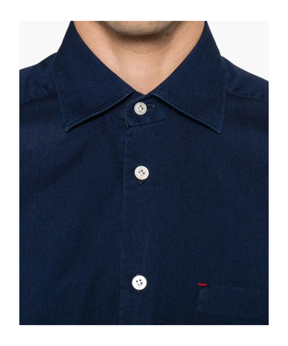 Kiton Long Sleeve Button Down Shirt In Blue