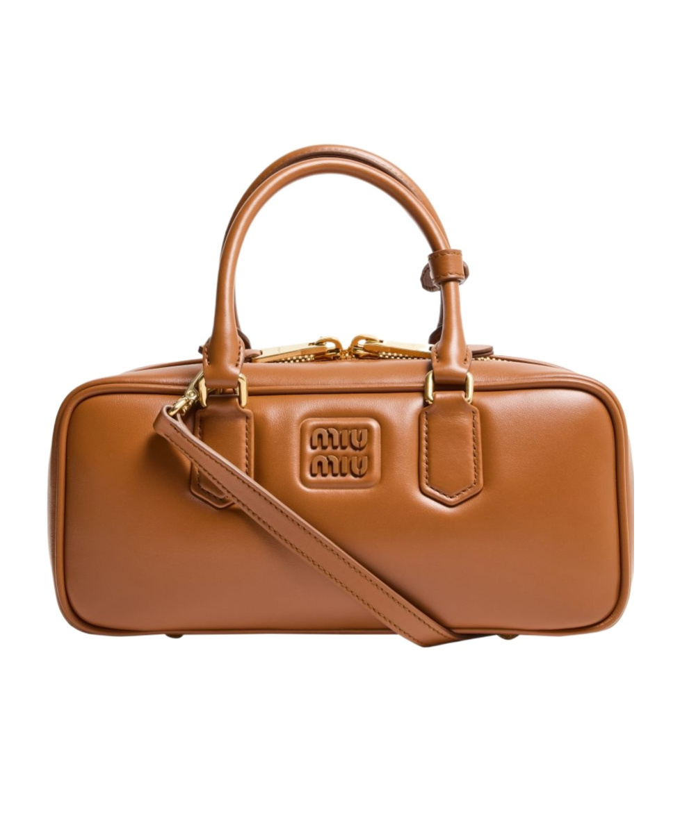 Miu Miu Arcadie Leather Handbag In Beige