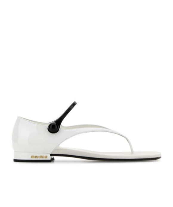 Miu Miu White Leather Sandals