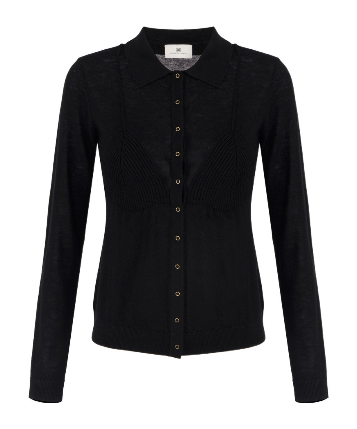 Elisabetta Franchi Wool Blend Cardigan In Black