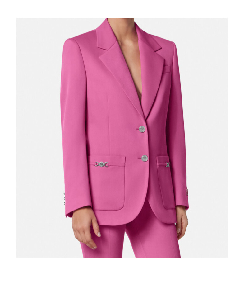 Versace Underwater Barocco Wool Boxy Blazer In Pink