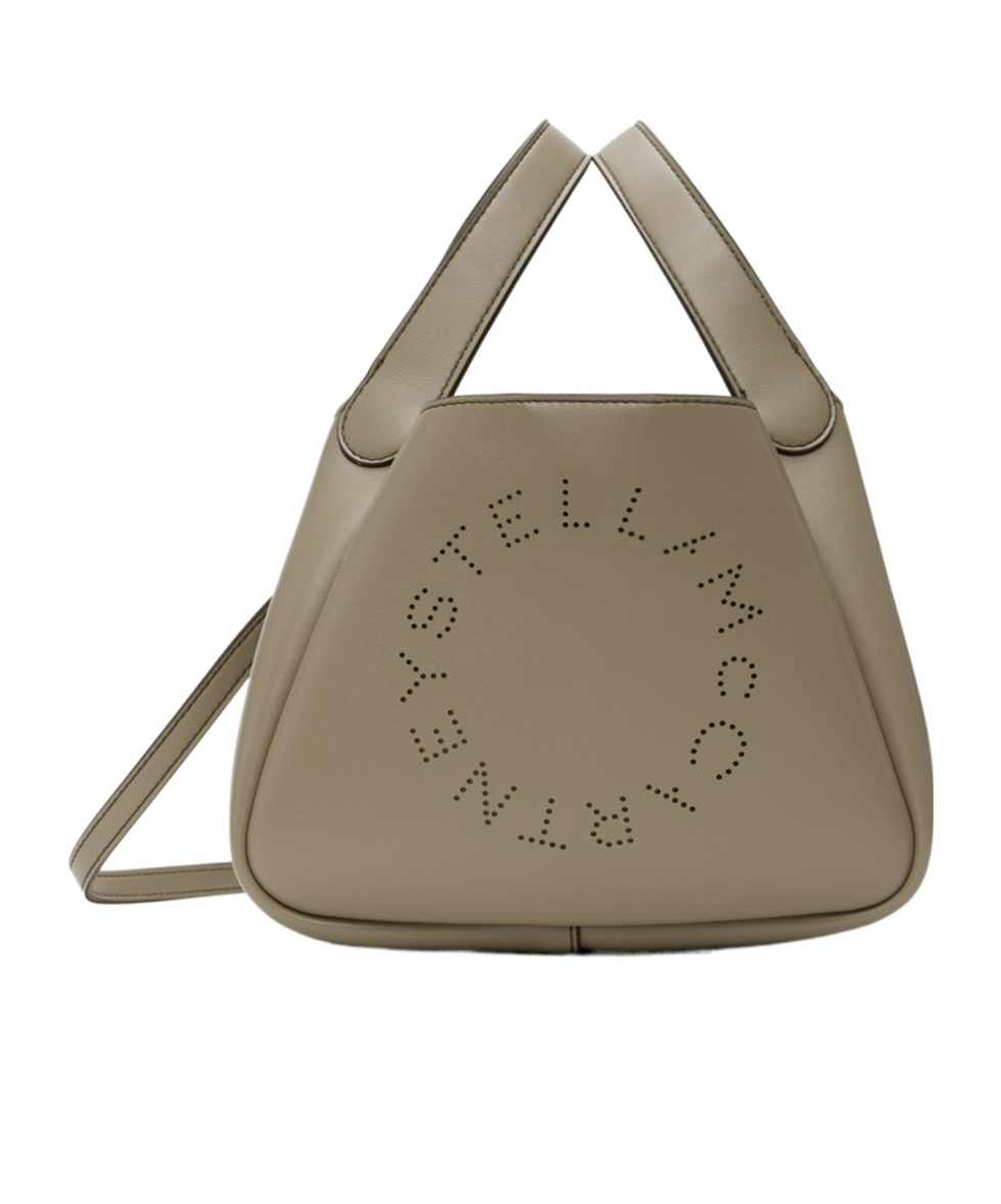 Stella Mccartney Logo Detailed Open Top Handbag In Gray