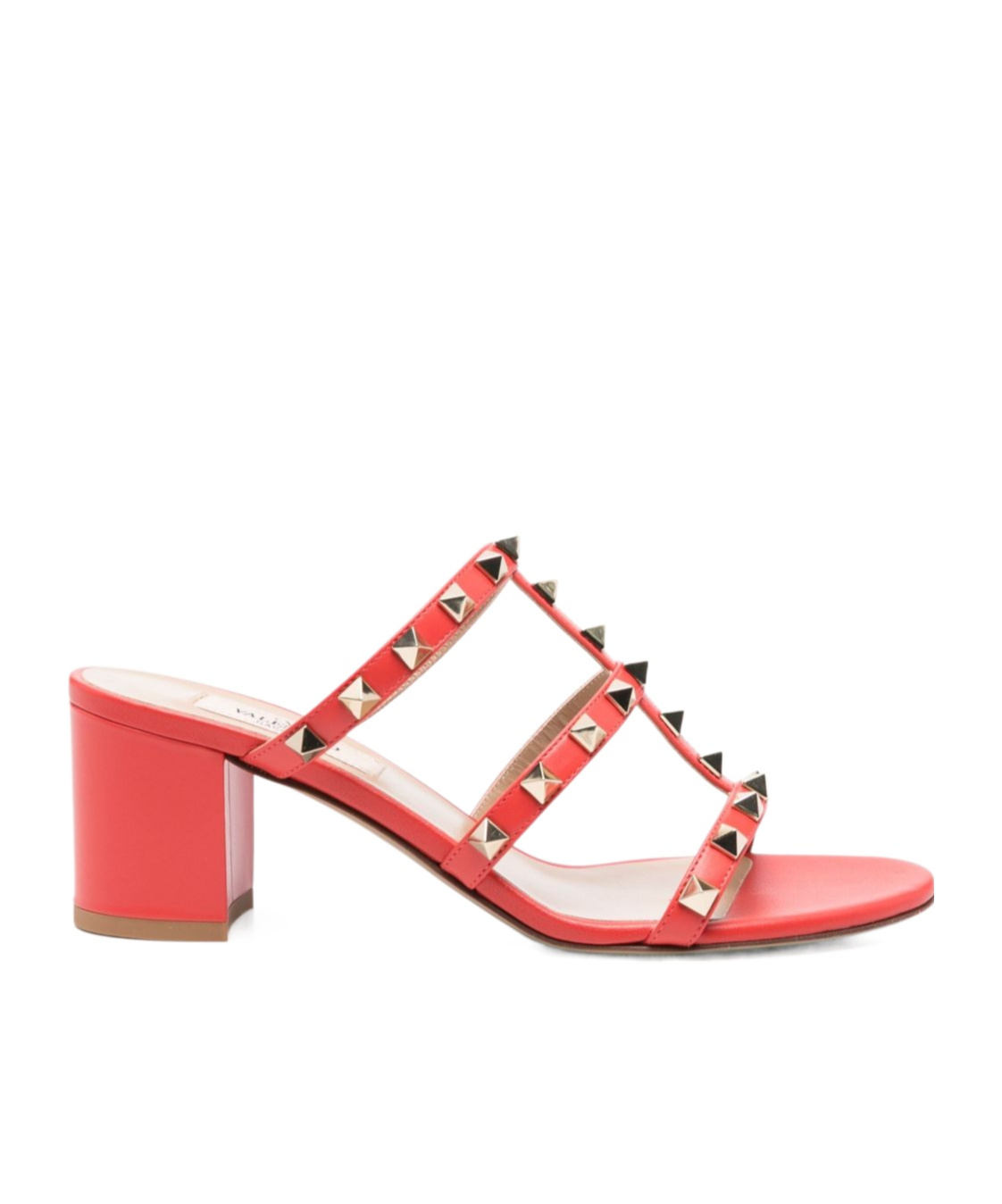 Shop Valentino Rockstud Leather Sandals In Red