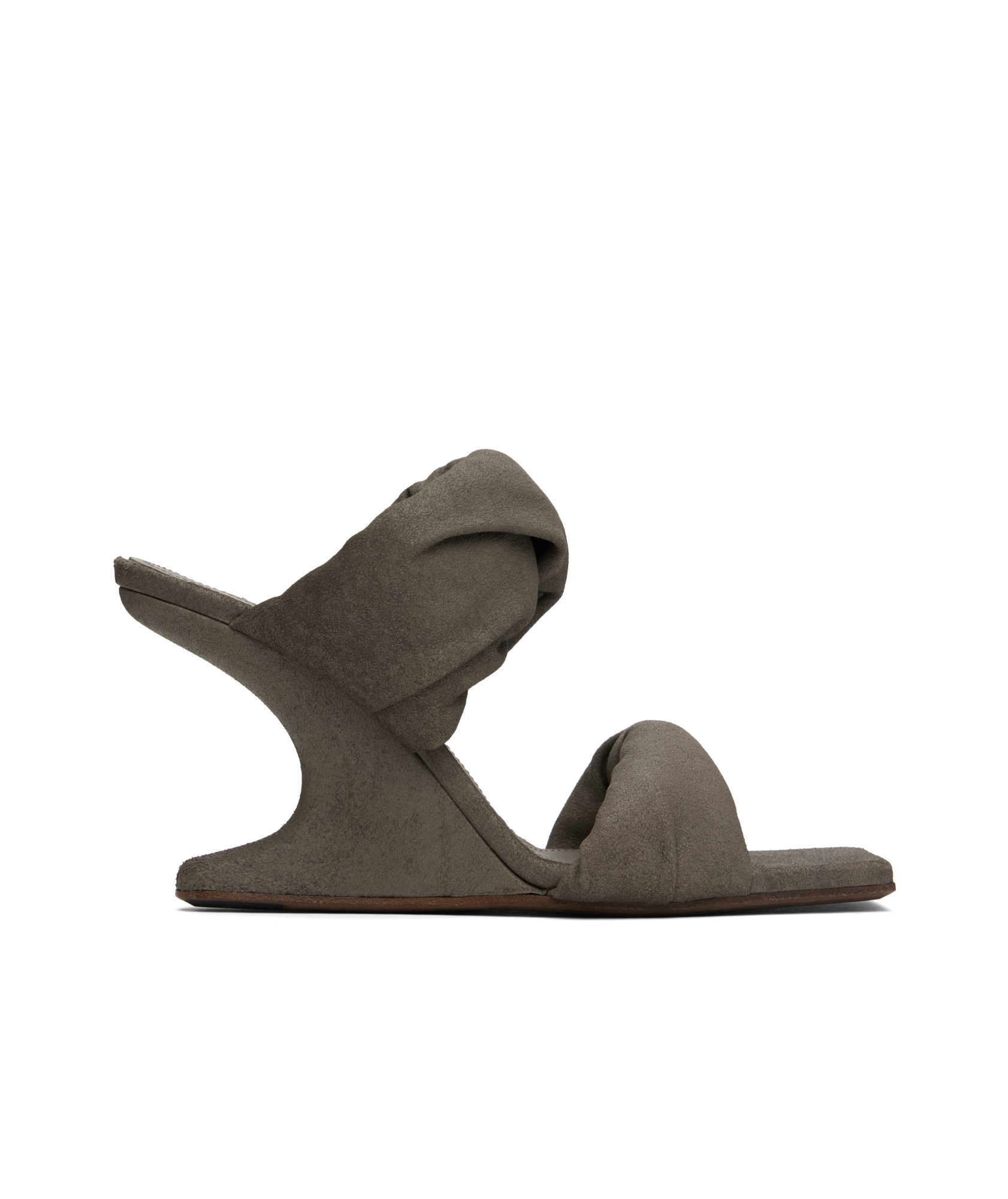 Rick Owens Square-headed High-heeled Sandals In Brown