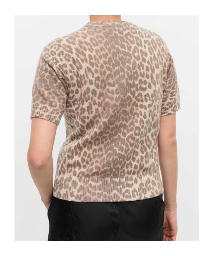 Ganni Leopard Print Wool Mix T-shirt
