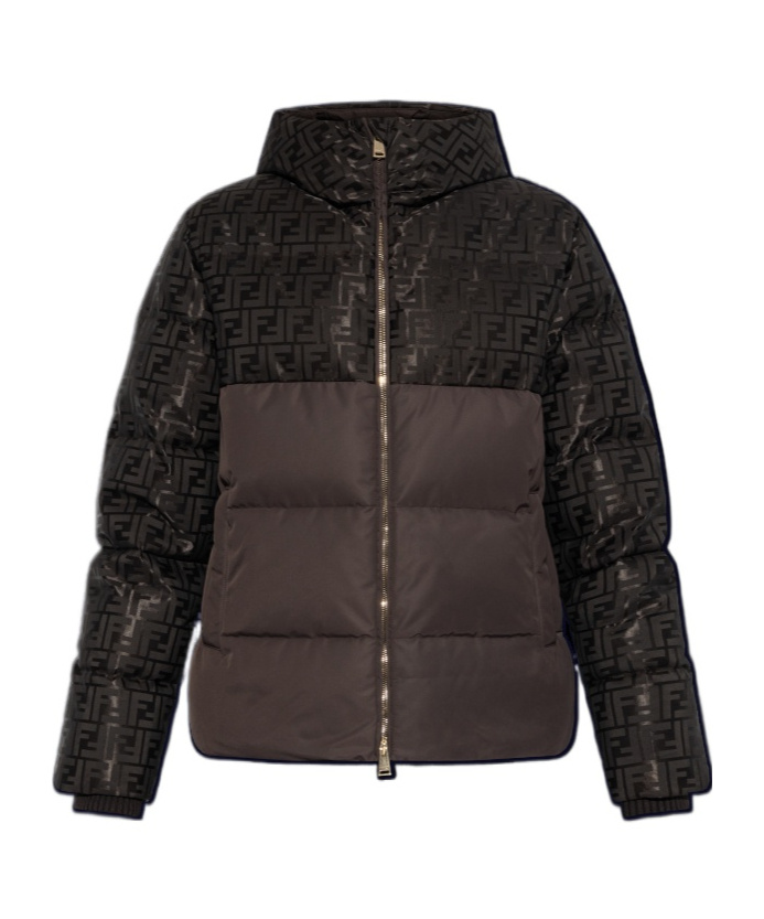 Fendi Long-sleeved Down Jacket In Brown