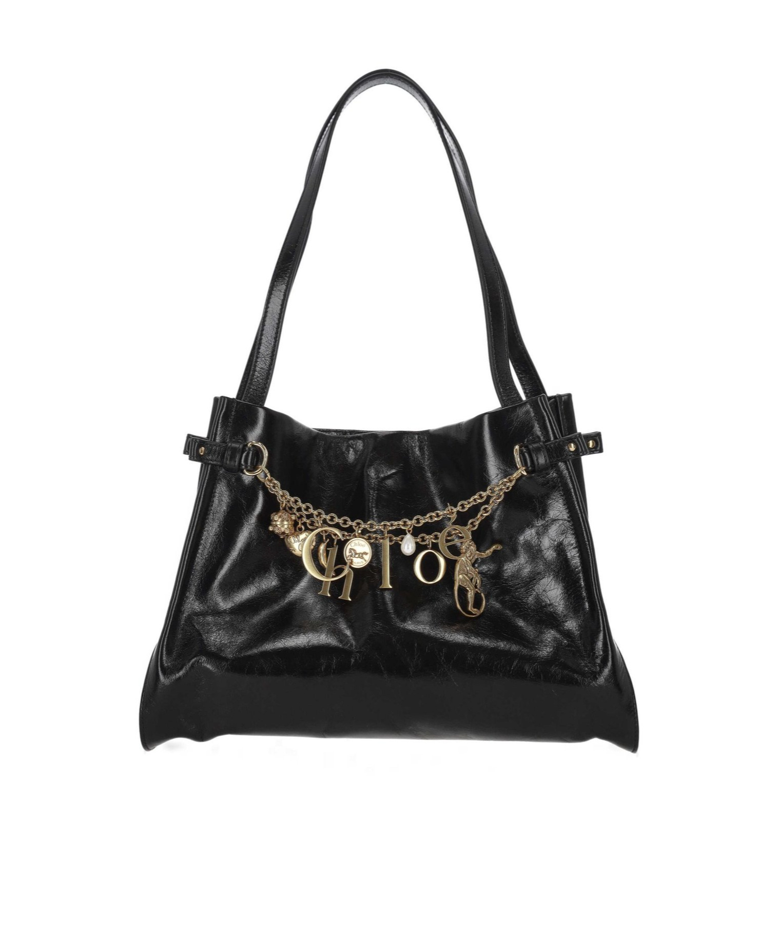 Chloé Logo Charms Hobo Bag In Black