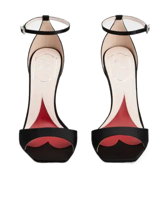 Roger Vivier I Love Vivier Strass-detail Satin Sandals In Black