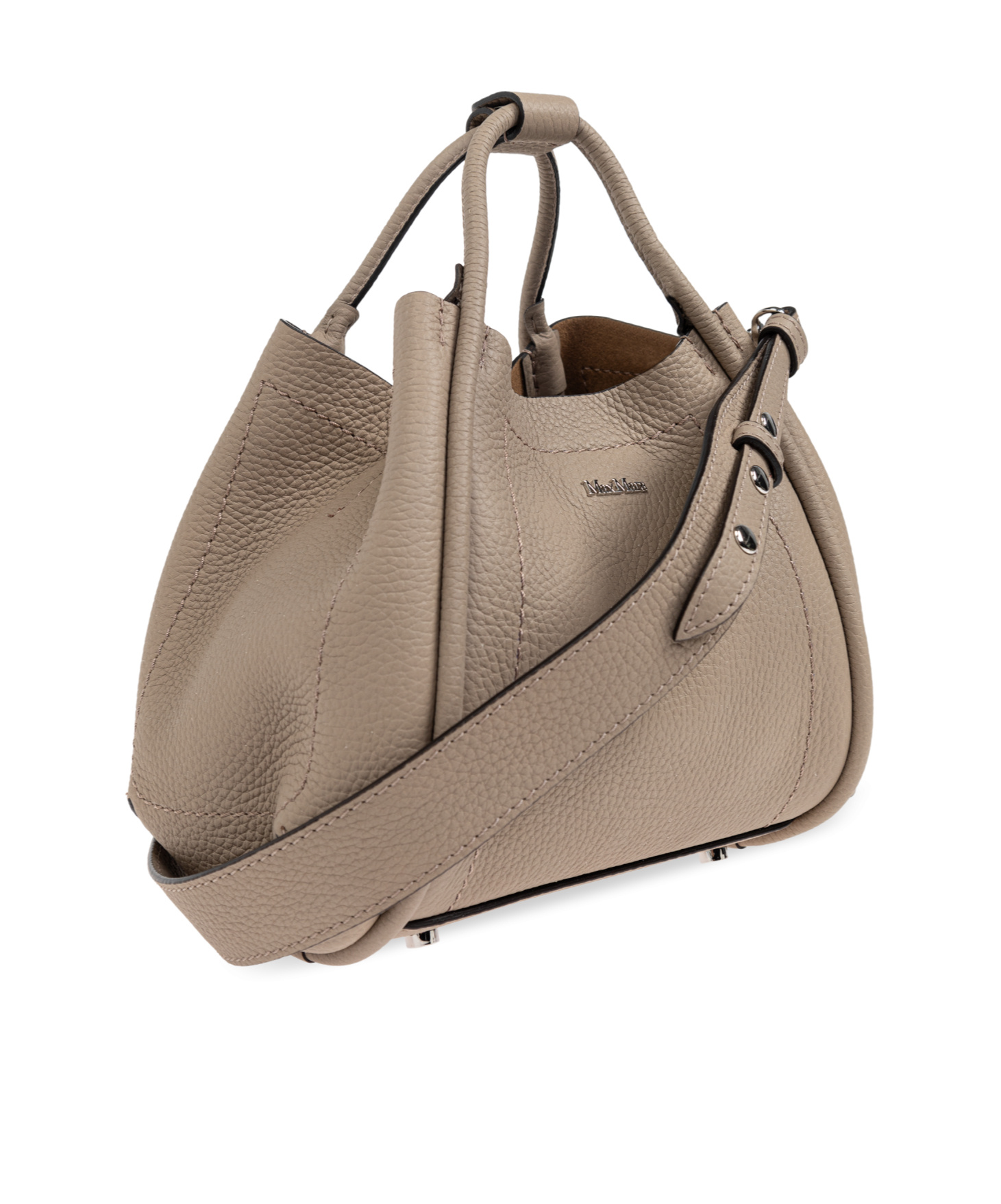 Max Mara Logo Plaque Top Handle Bag In Nude