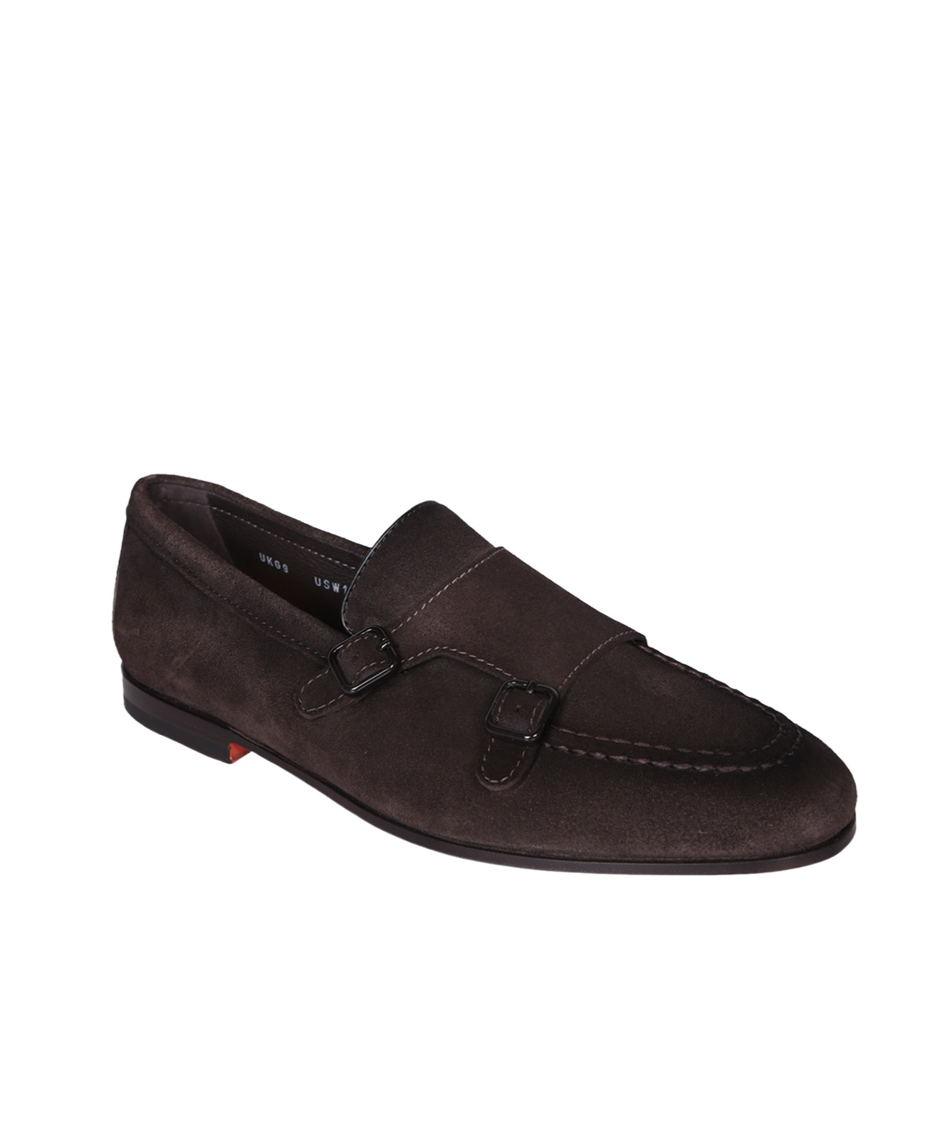 Santoni Suede Leather Monkstrap Shoes In Brown