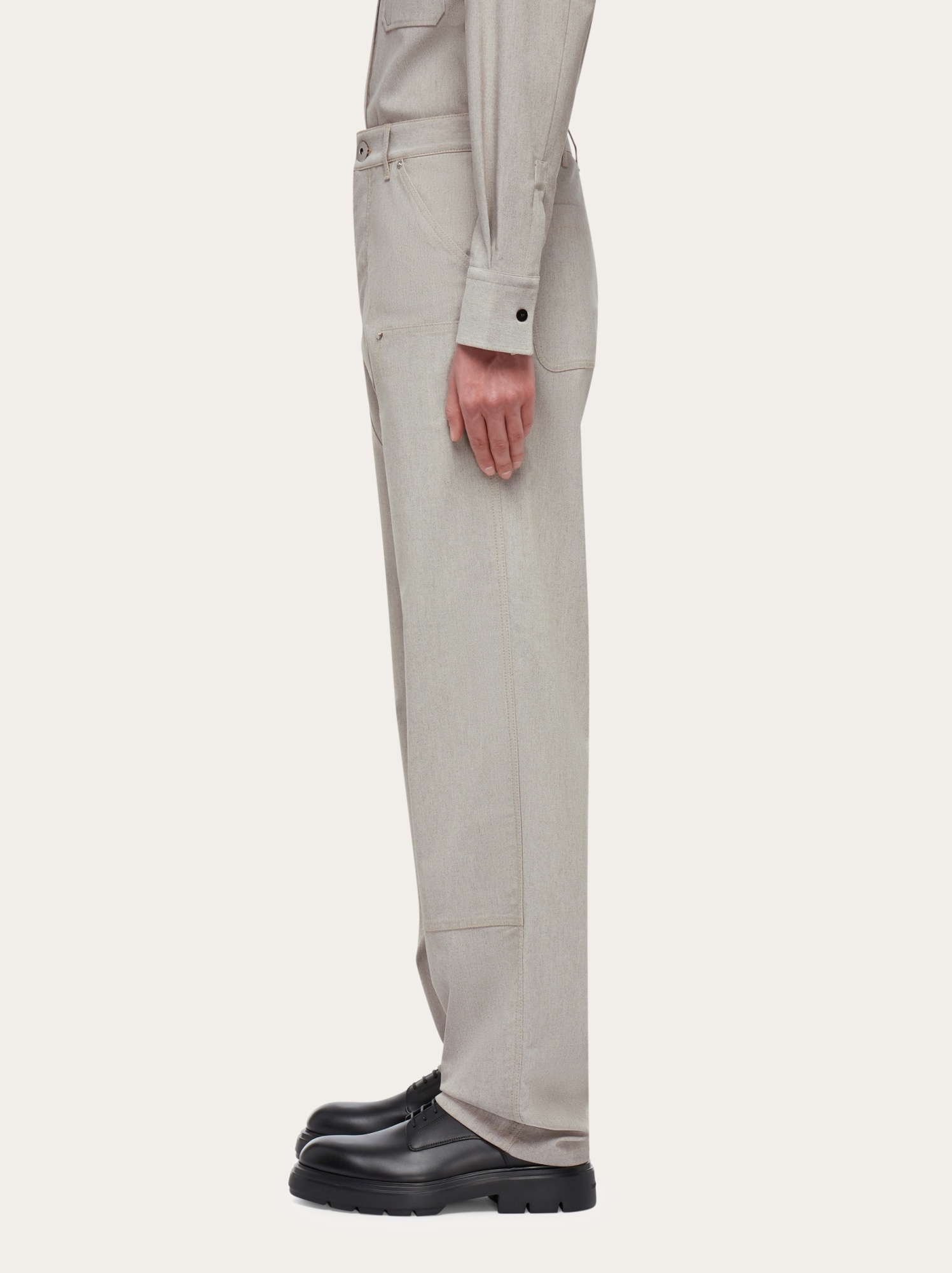 Ferragamo Belt Loop Working Casual Pants In Gray