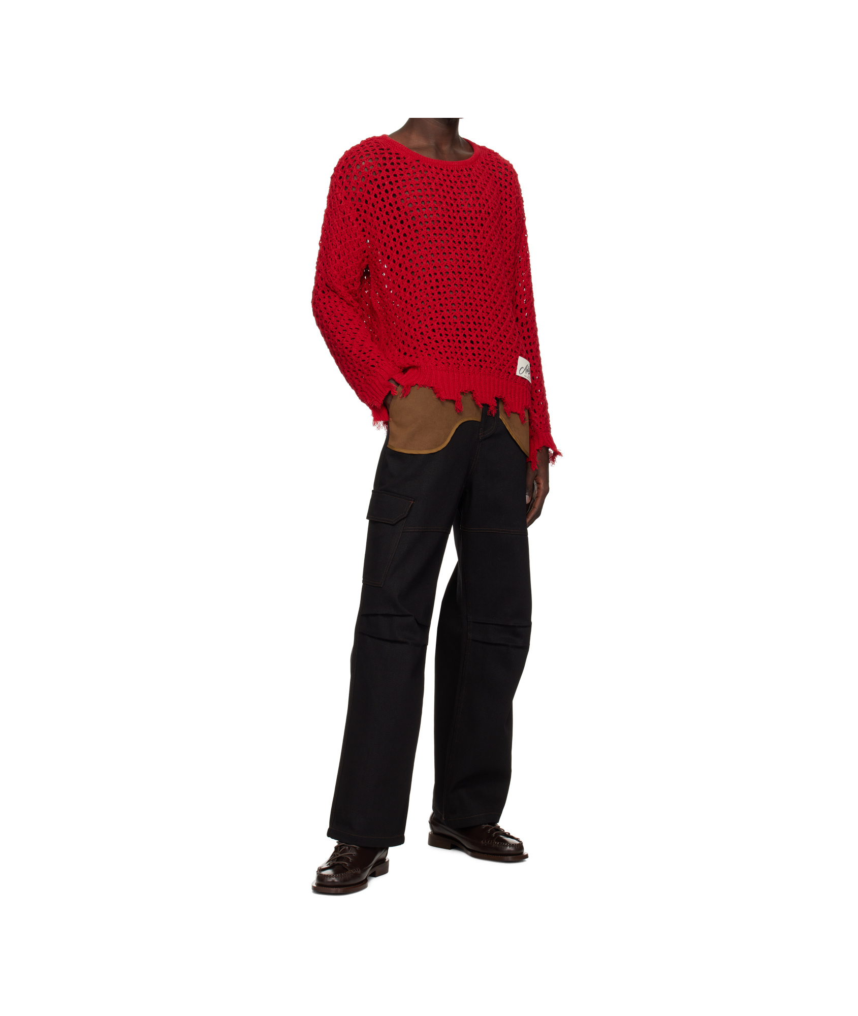 Andersson Bell Damaged Boatneck Sweater In Red