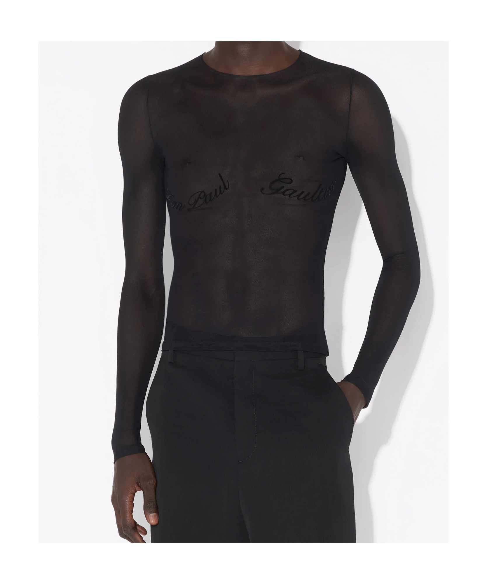 Shop Jean Paul Gaultier Flocked-logo T-shirt In Black