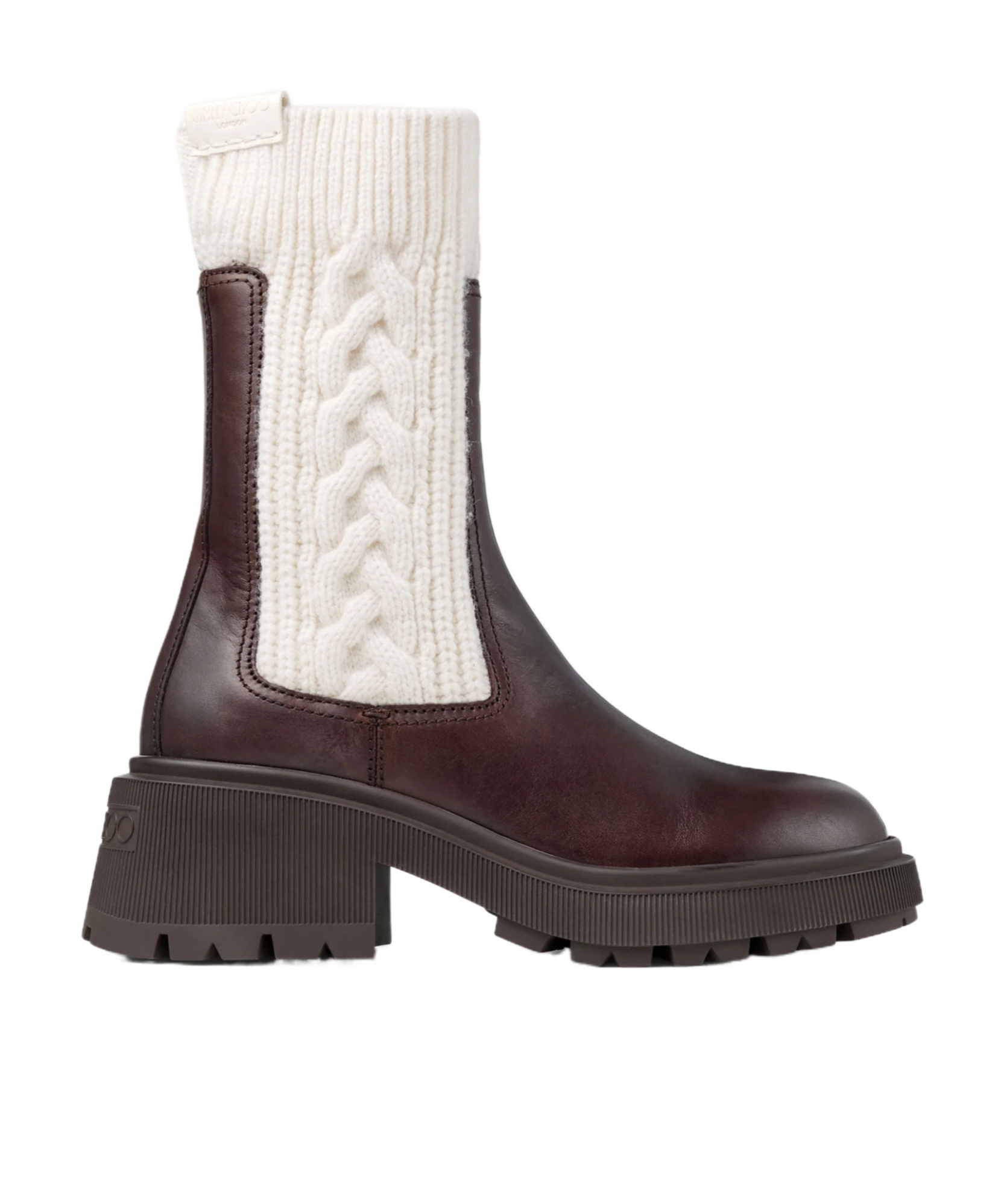 Jimmy Choo Tamia Cable-knit Leather Ankle Boots In Animal Print