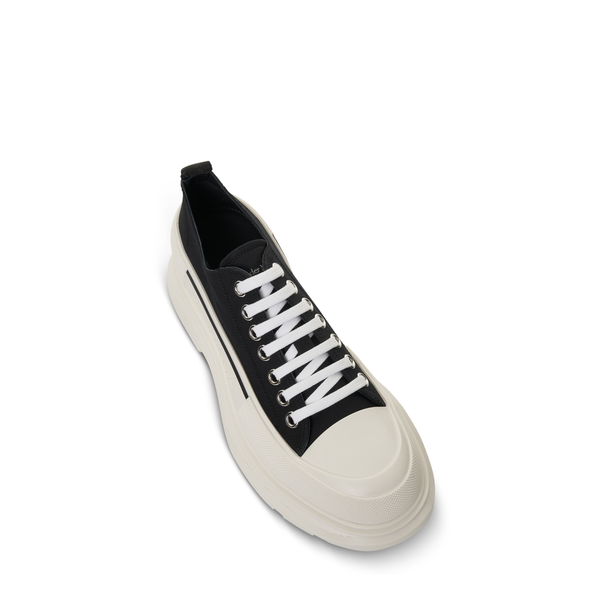 Alexander Mcqueen Black Nappa Leather Tread Slick Sneakers In White