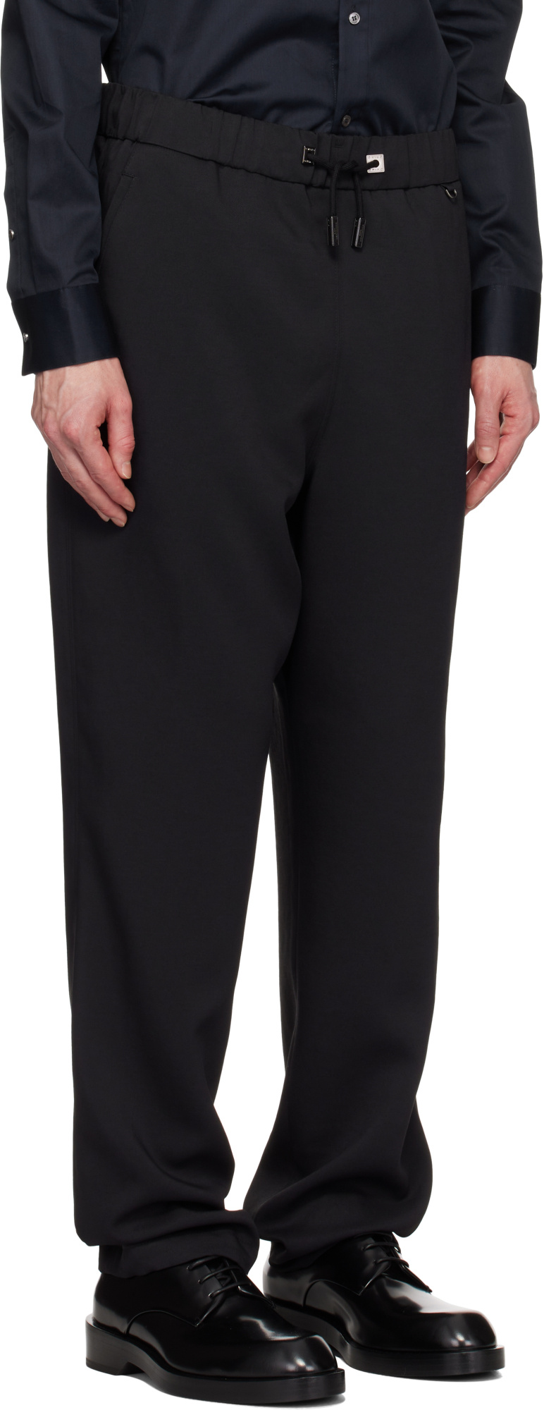 Wooyoungmi Black Drawstring Trousers In Black