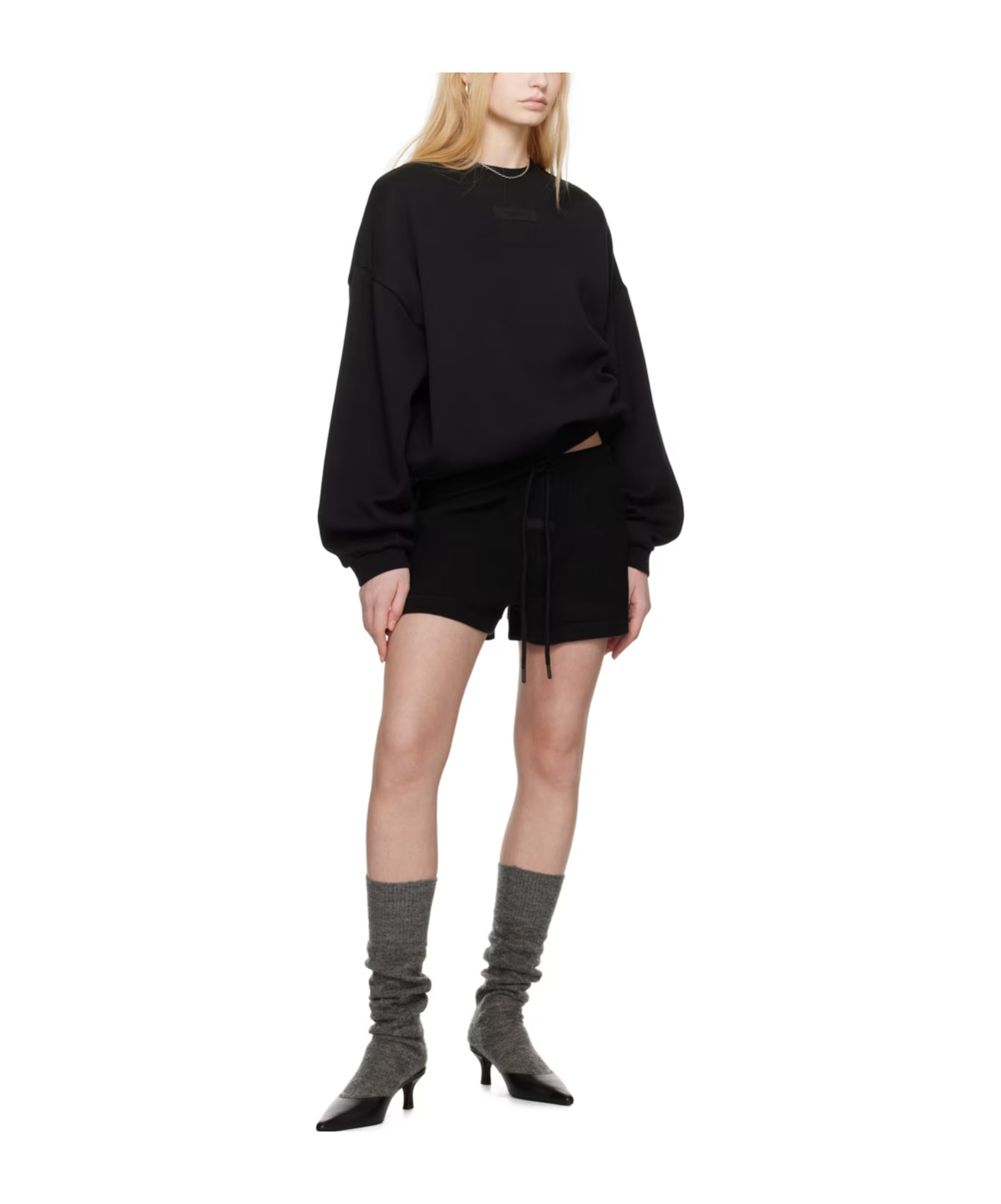 Essentials Logo-patch Cotton Track Shorts In Black
