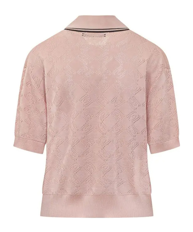 Amiri Open-knit Viscose Polo Shirt In Pink