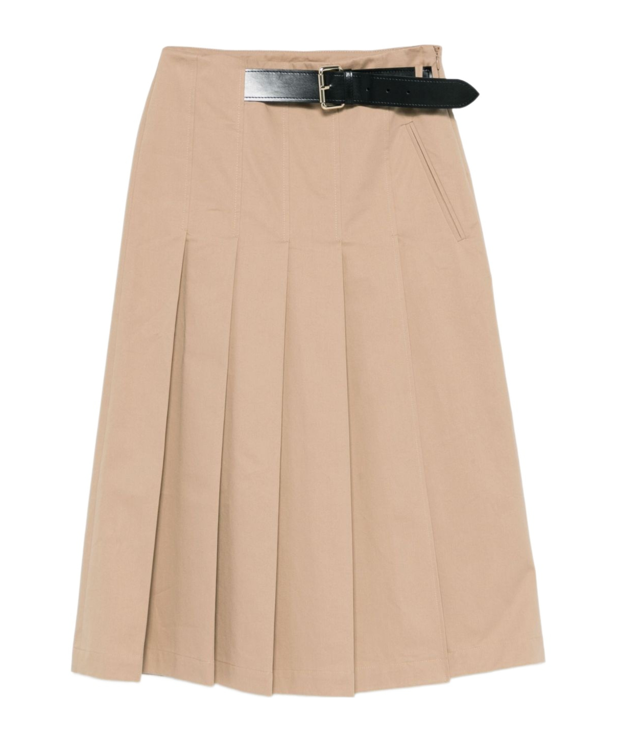 Semicouture Semi Couture Pleated High-waist Midi Skirt With Structured Belt