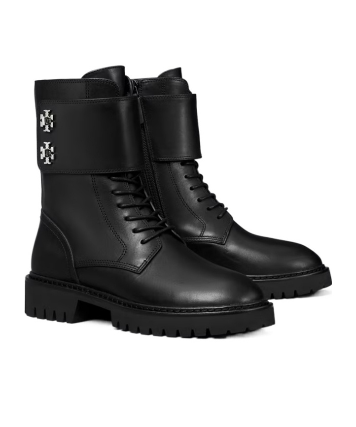 Tory Burch Lug Double-t Boots In Black