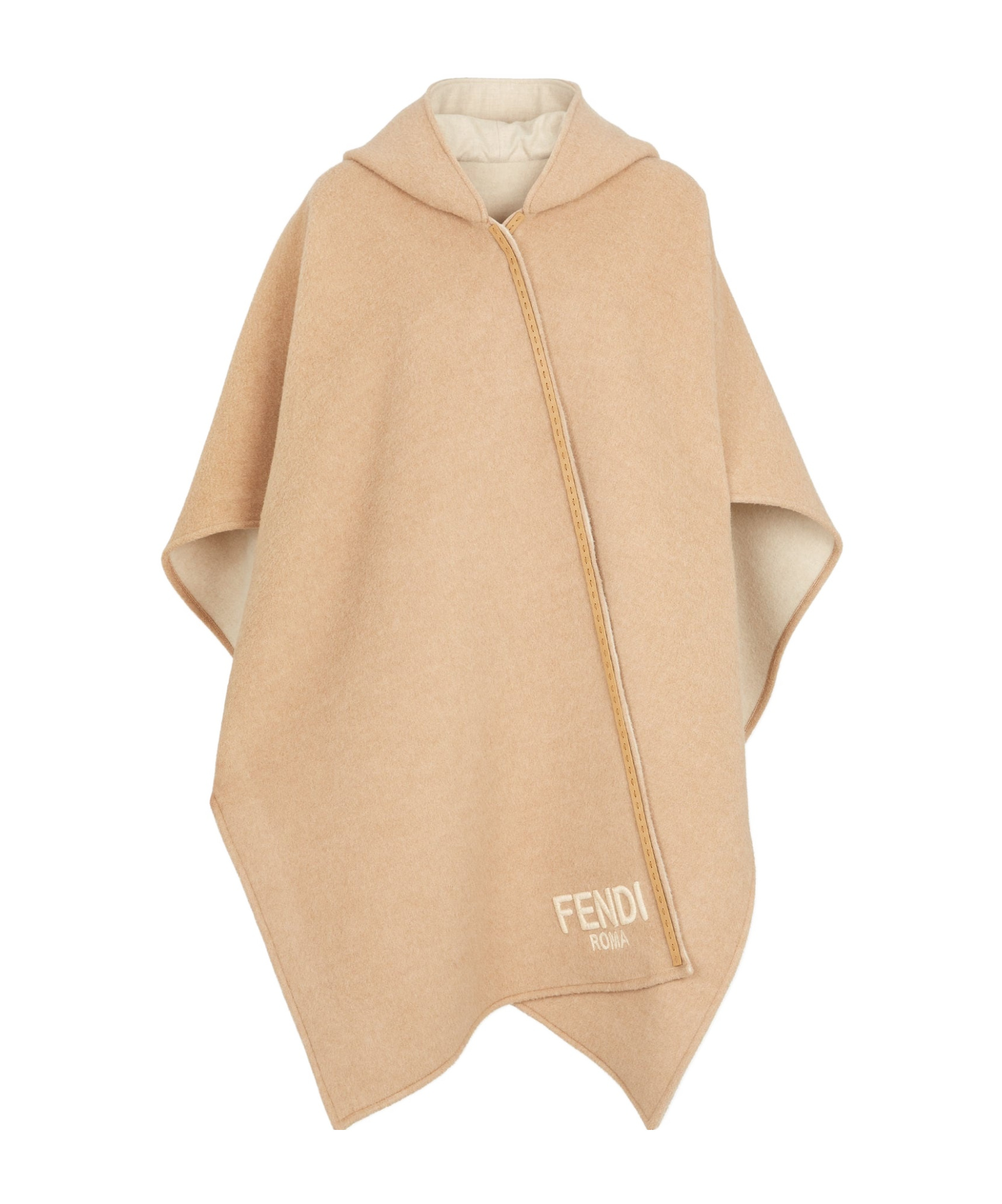 Fendi Beige Wool And Cashmere Poncho In Nude