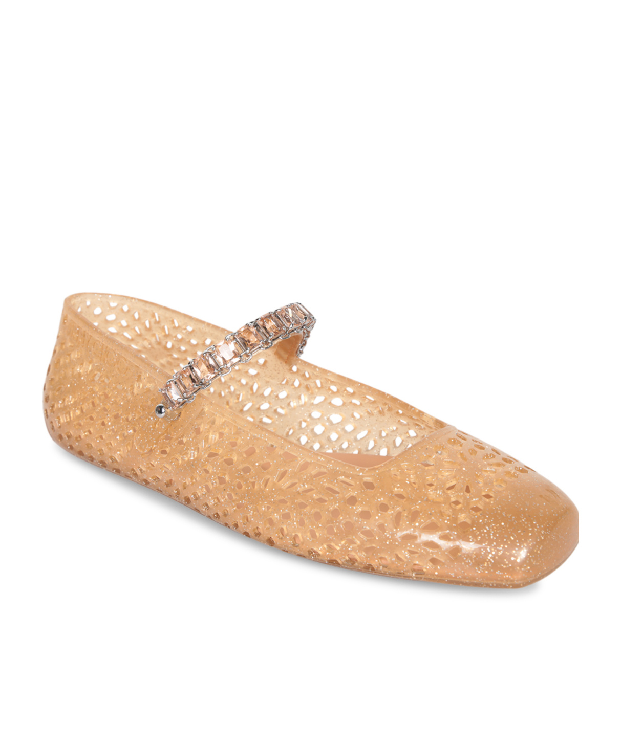 Jimmy Choo Perforated Embellished Ballerina Flats In Silver
