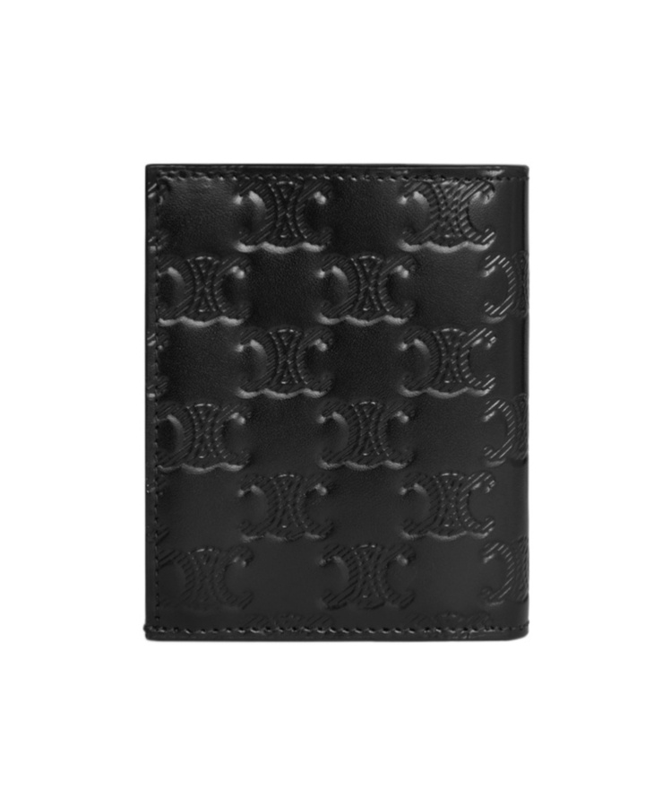 Celine Triomphe Folding Compact Wallet In Black