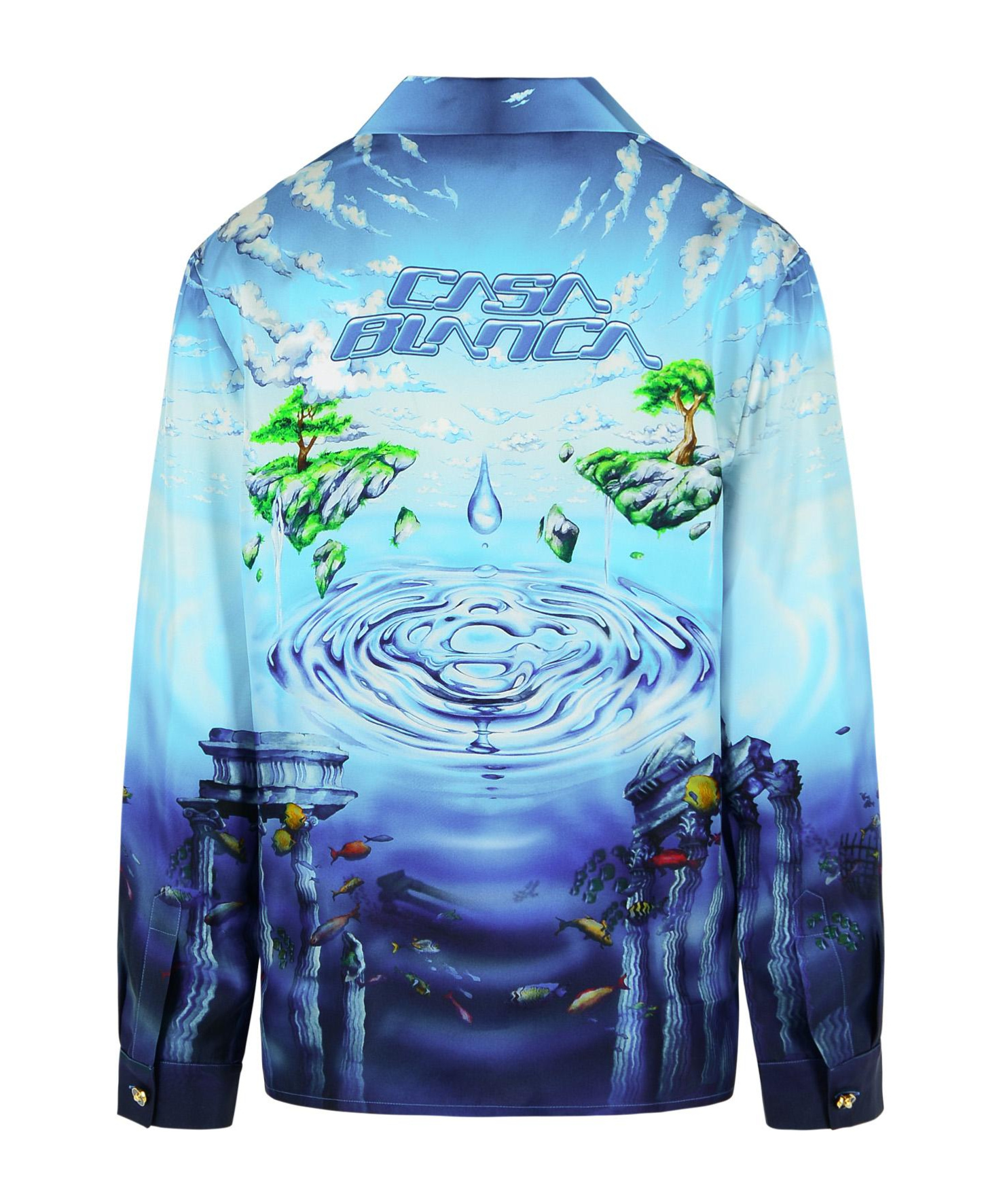 Casablanca Atlantis Graphic Print Silk Shirt In Blue