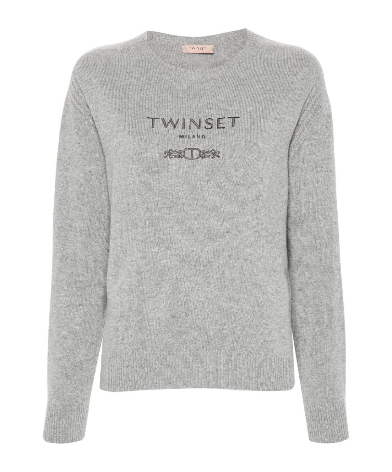 Twinset Logo-embroidered Knitted Jumper In Gray