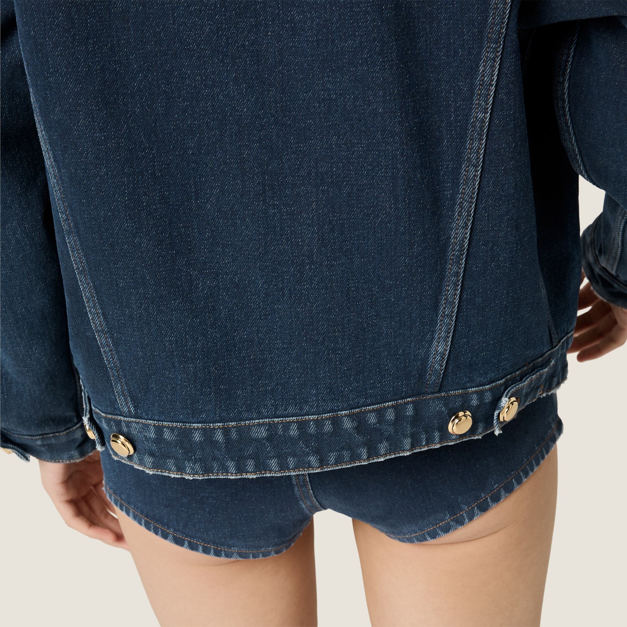 Miu Miu Flocked Denim And Velvet Blouson In Blue